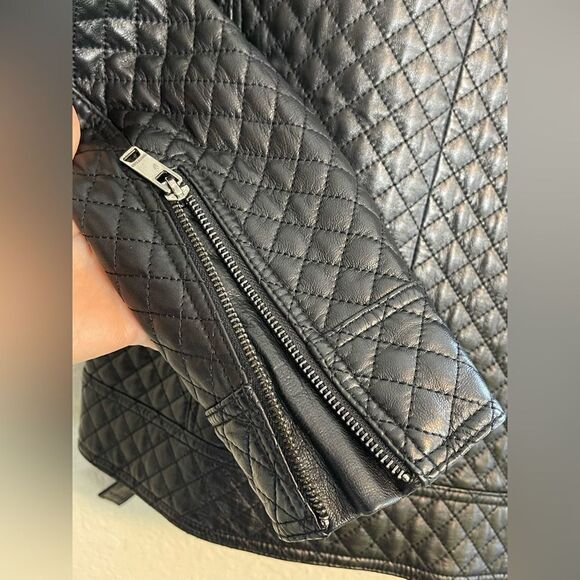 Burberry London quilted black Leather moto Jacket M - Picture 7 of 12